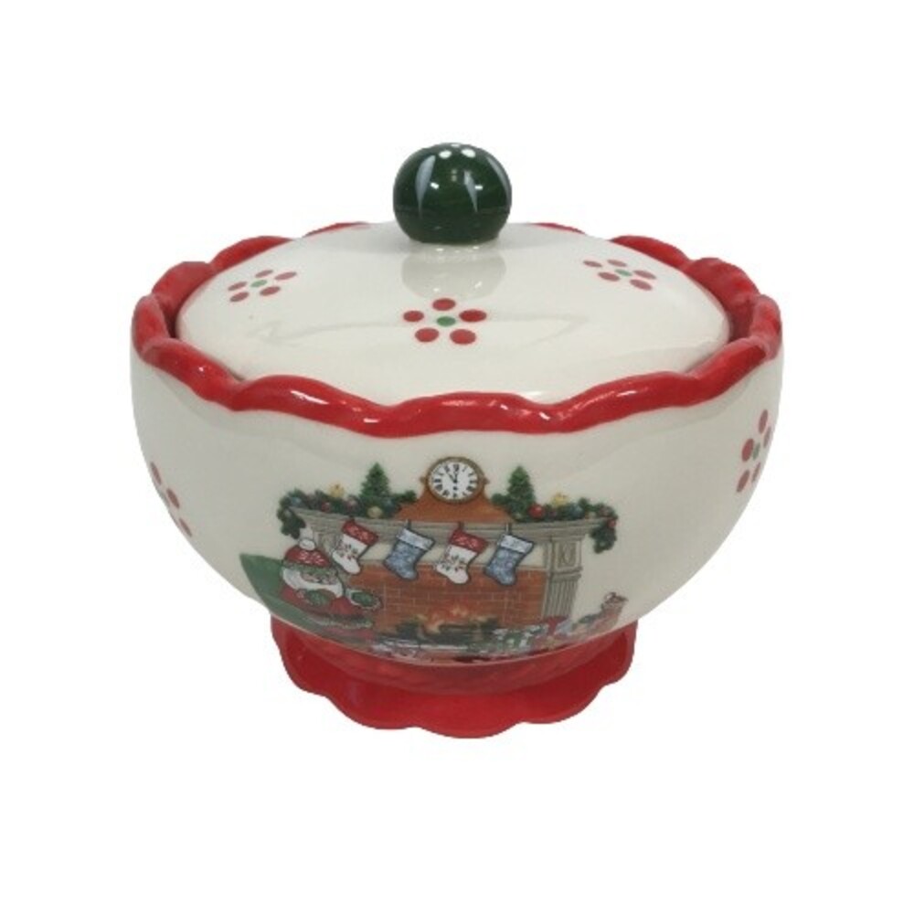 Temptations Old World Sugar Lidded Christmas Holiday Santa Fireplace Stockings